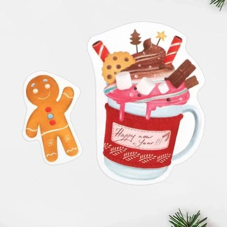 Мини открытка из двух частей «happy new year» кружка